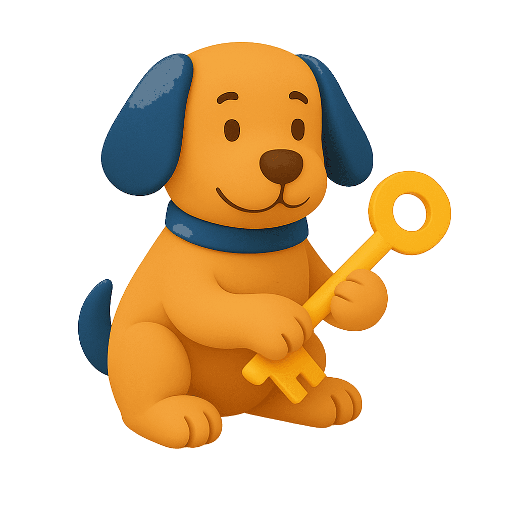 dog with a key